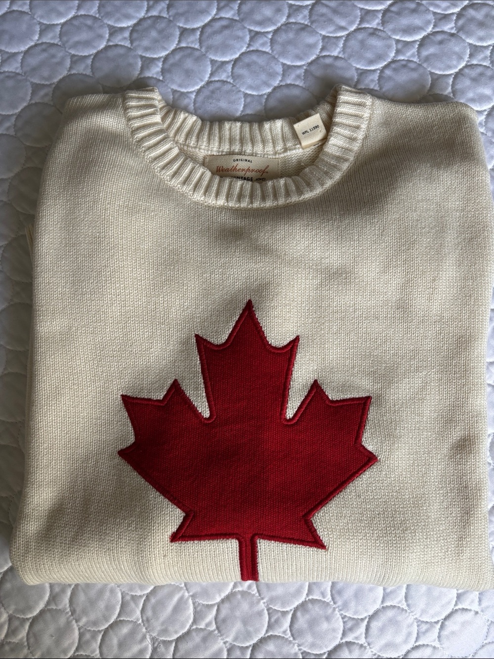 NWOT Canada Flag Ivory Crewneck Cotton Sweater Sz Small/Med
